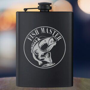 Personalized Fish Master Black Flask